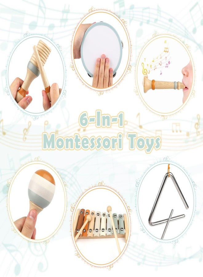 Vanplay Montessori Toys - 6 in 1 Wooden Musical Instruments for Toddlers 1-3, Infant Music Toy for Babies with Boho Xylophone for Boy & Girls Easter Birthday Gifts for 1-2 - Image 3